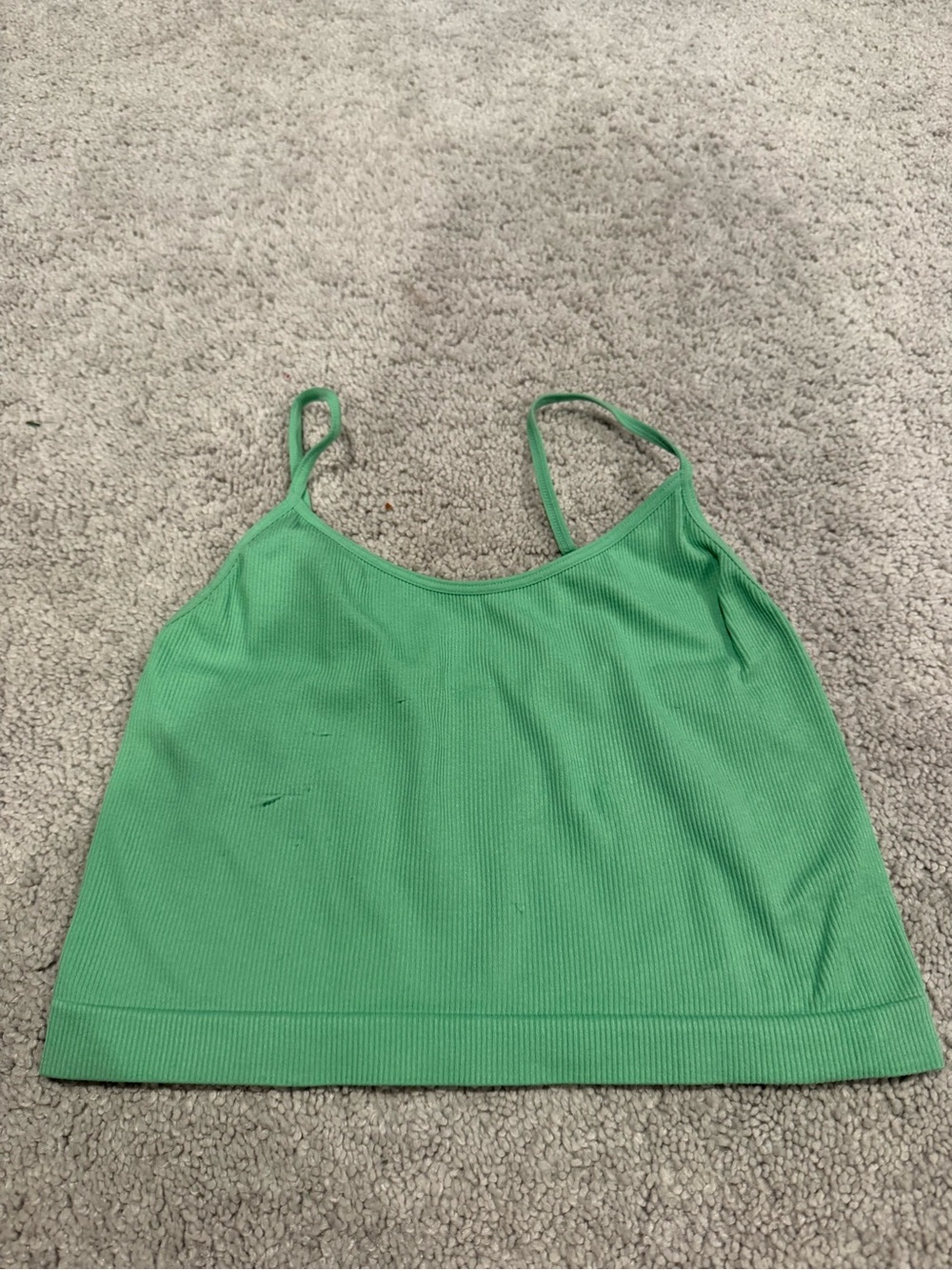 wild fable Green Ribbed Tank Top with Thin Straps